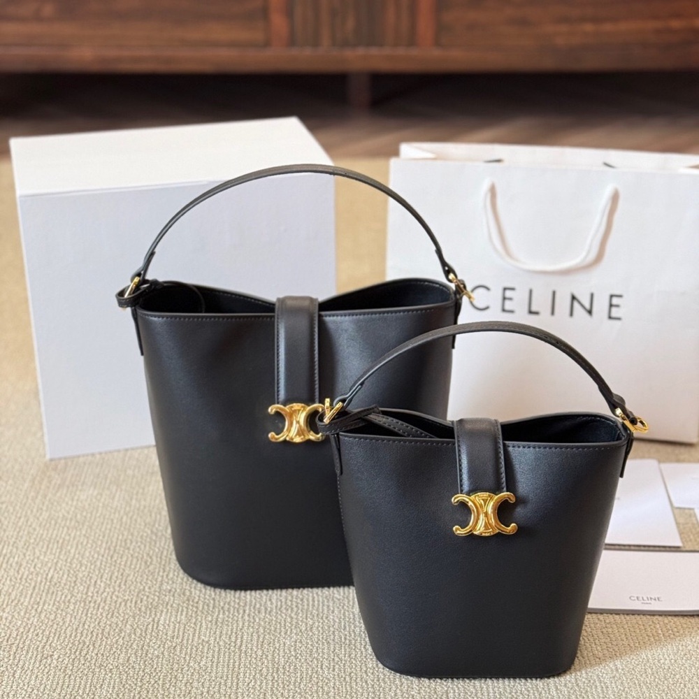 CELINE Black Gold Bucket Bag